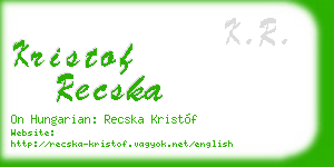 kristof recska business card